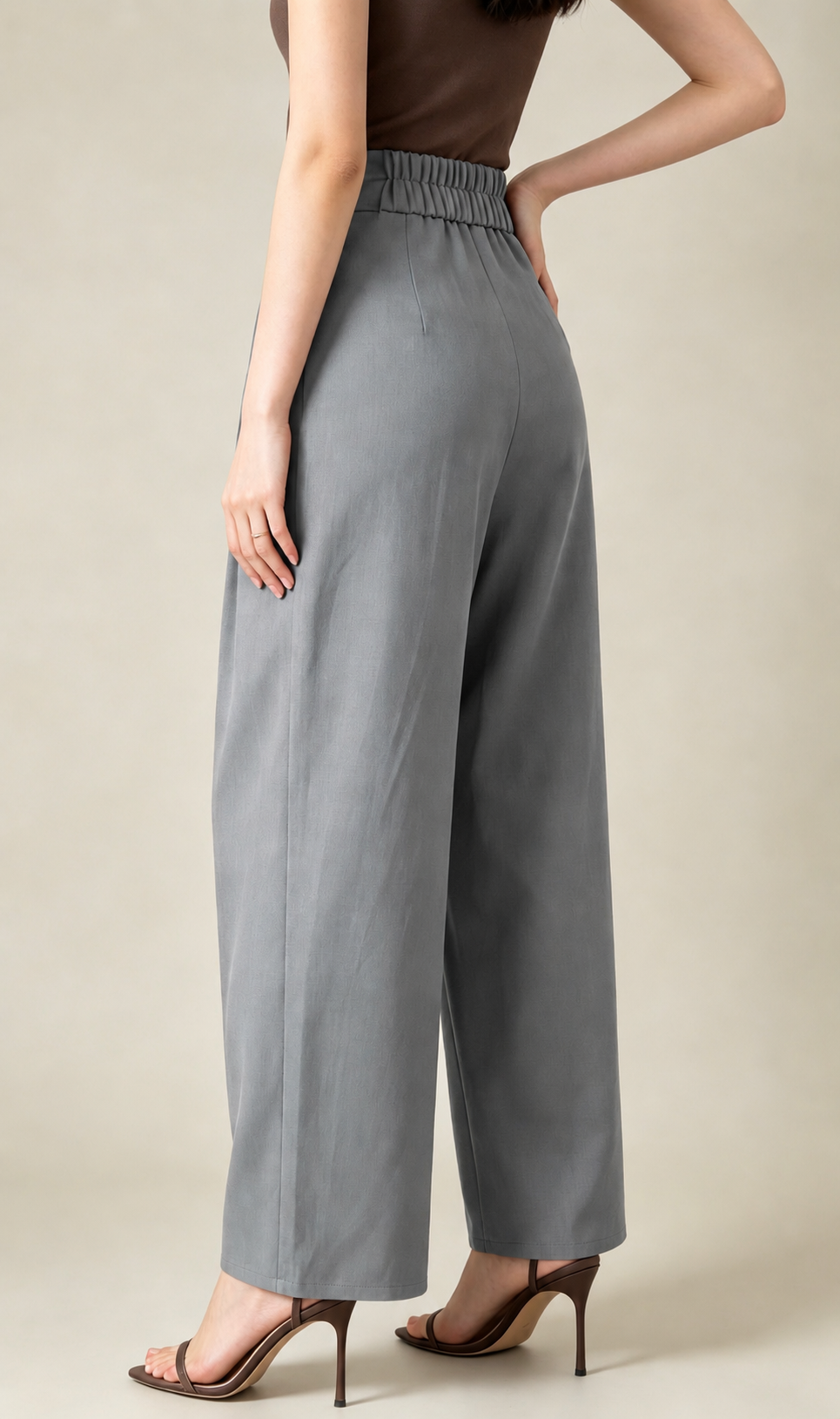 Italian Wide Leg Trousers – Grey