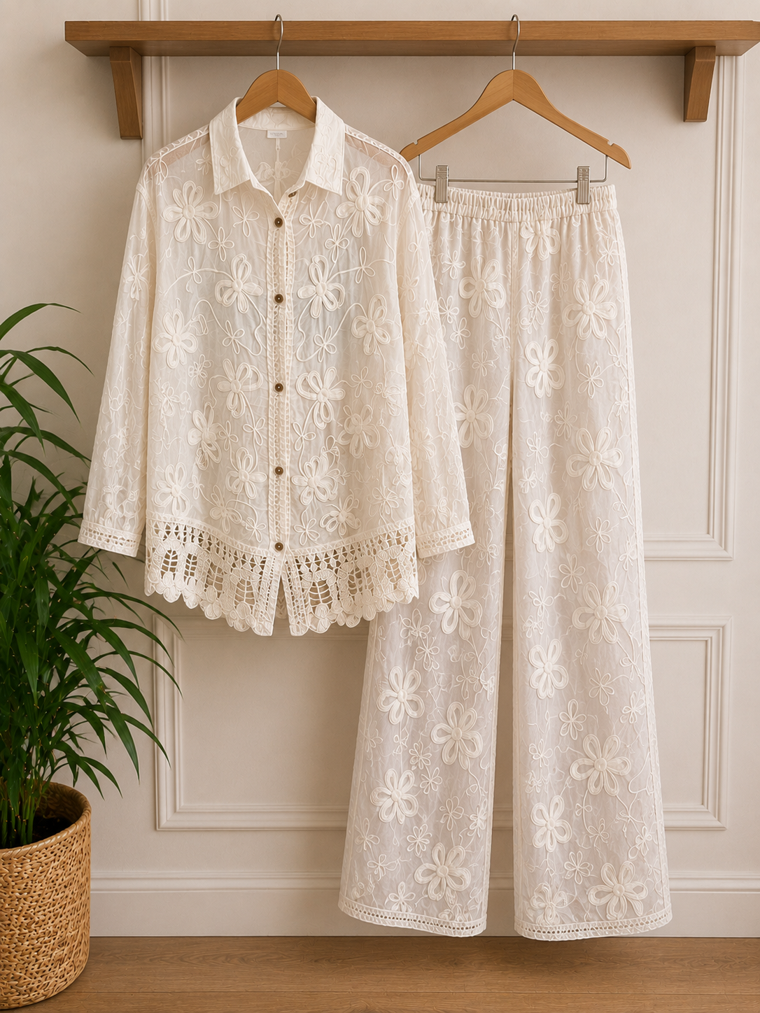 Premium 3D Embroidered Cream Set