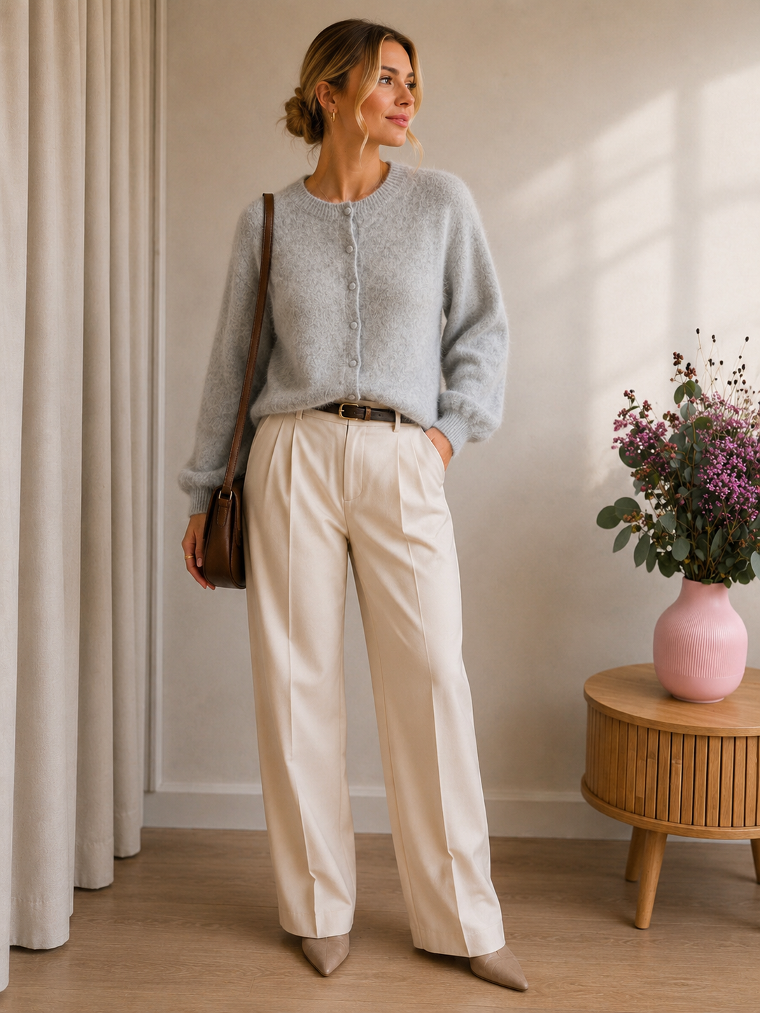 Premium Wool & Cashmere Cardigan – Grey