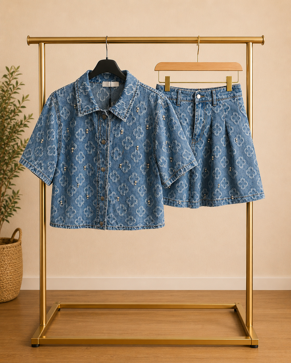 Premium Denim Crystal Set – One Size