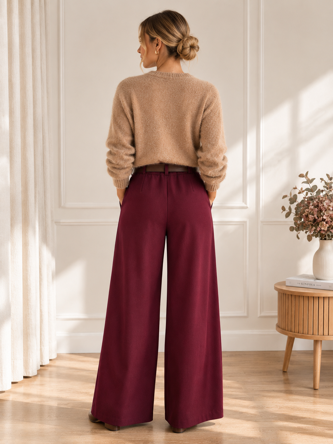 Burgundy Trousers with Belt