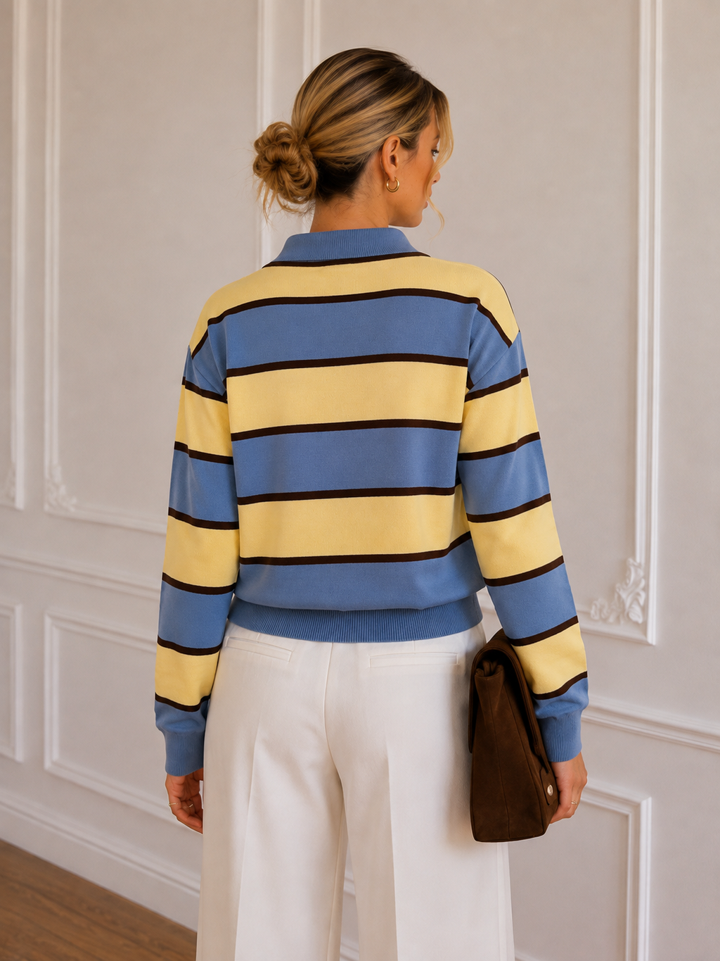 Premium Striped Polo Sweater
