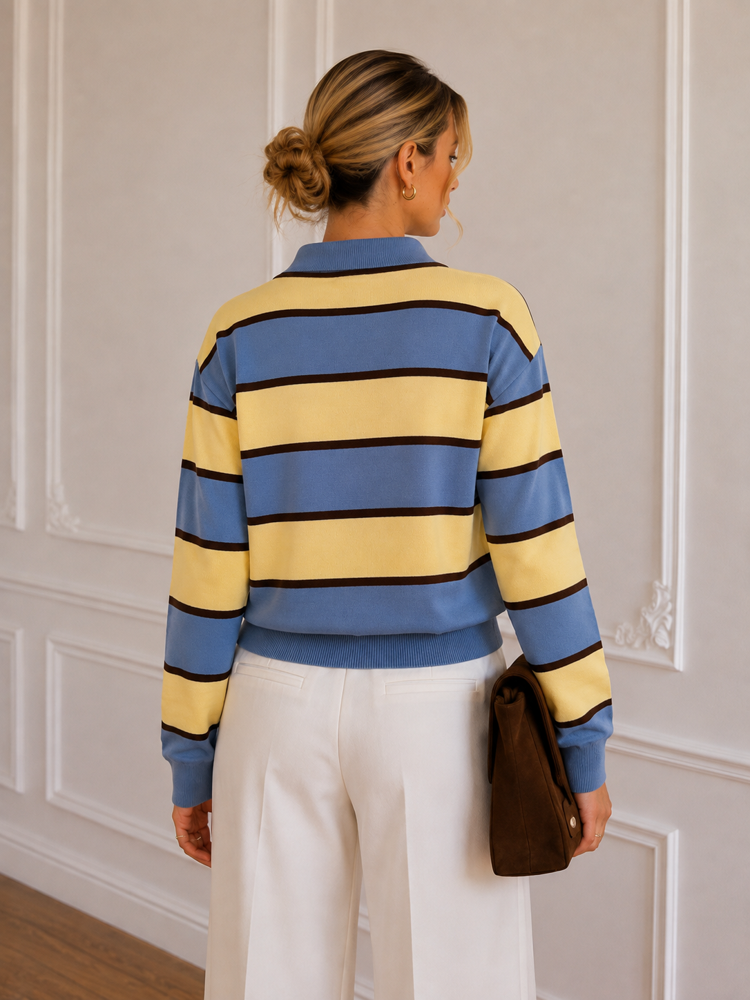 Premium Striped Polo Sweater