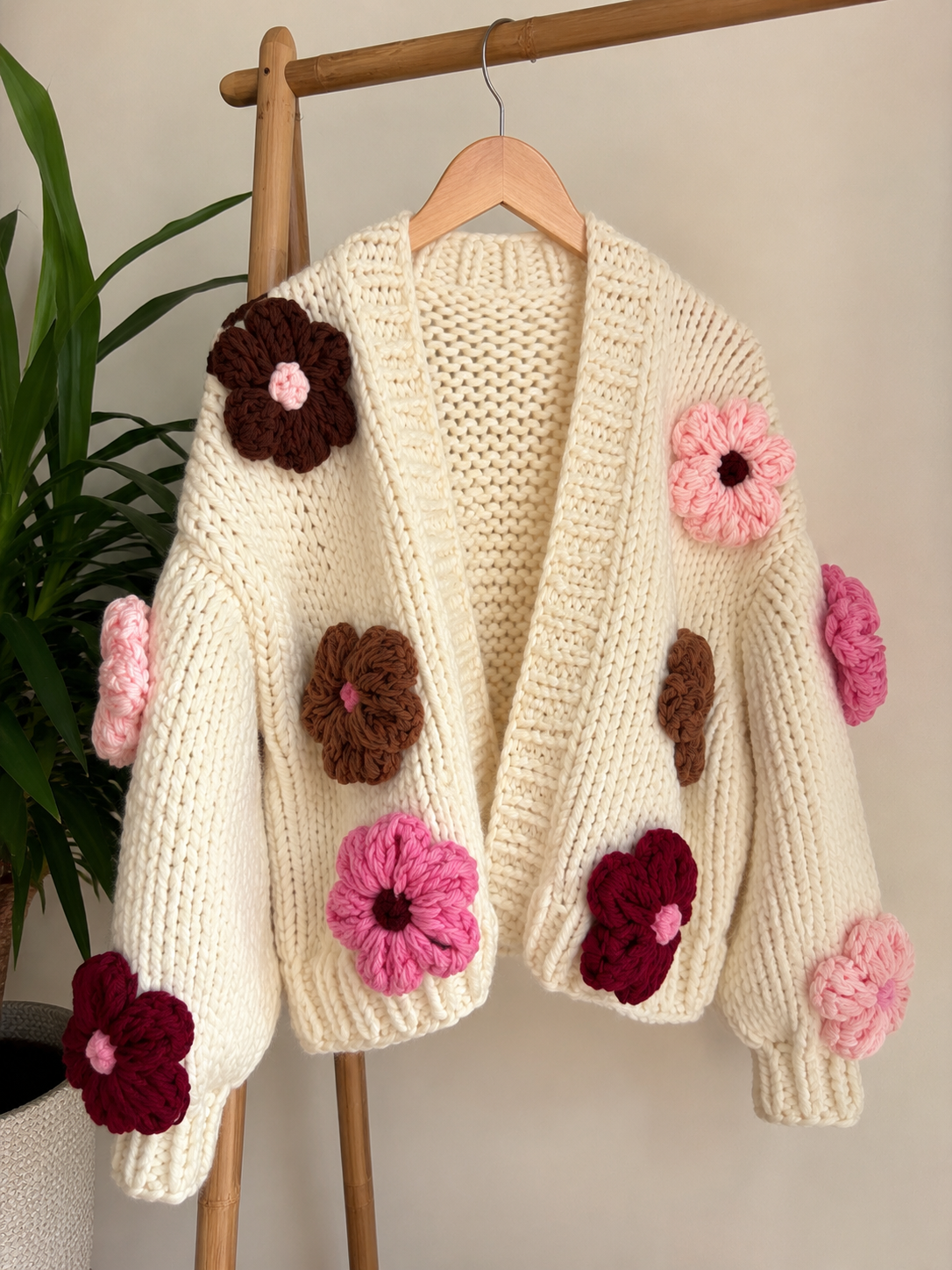 Handmade 3D Flower Cardigan