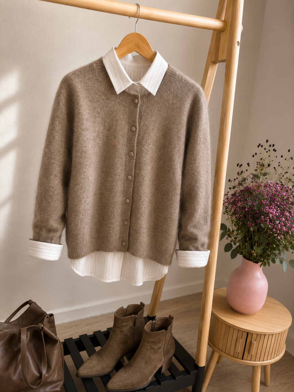 Premium Wool & Cashmere Cardigan – Caramel