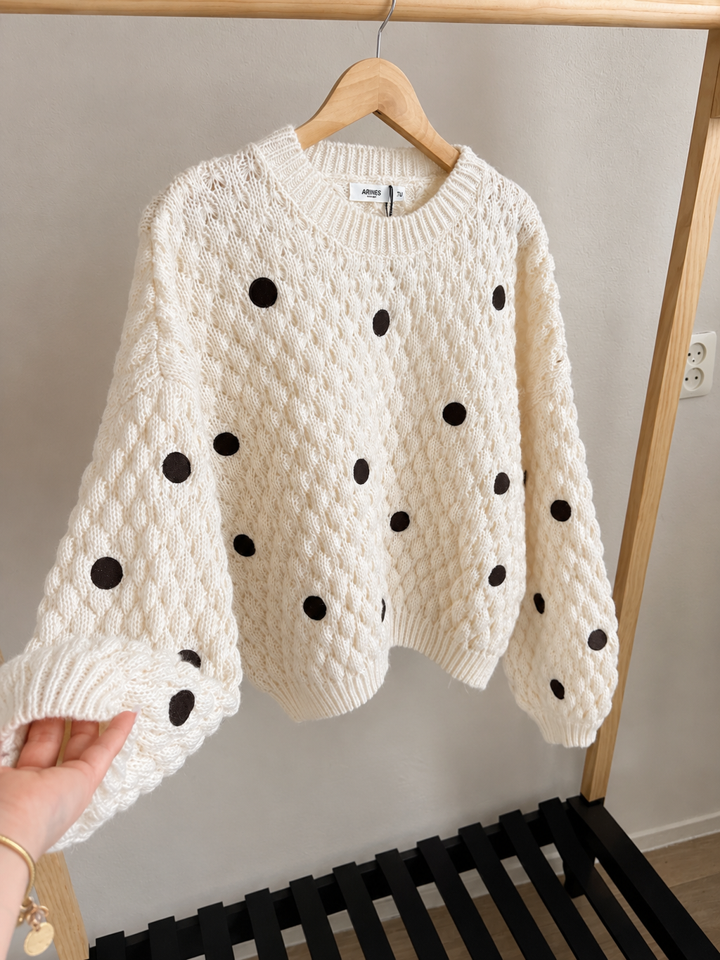 Arines Polka Dot Sweater – Cream & Brown
