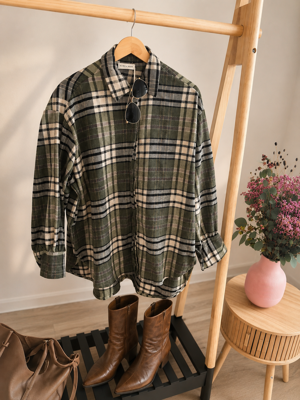 Premium Italian Check Shirt – Khaki