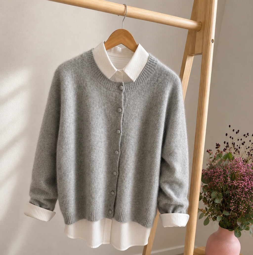Premium Wool & Cashmere Cardigan – Grey