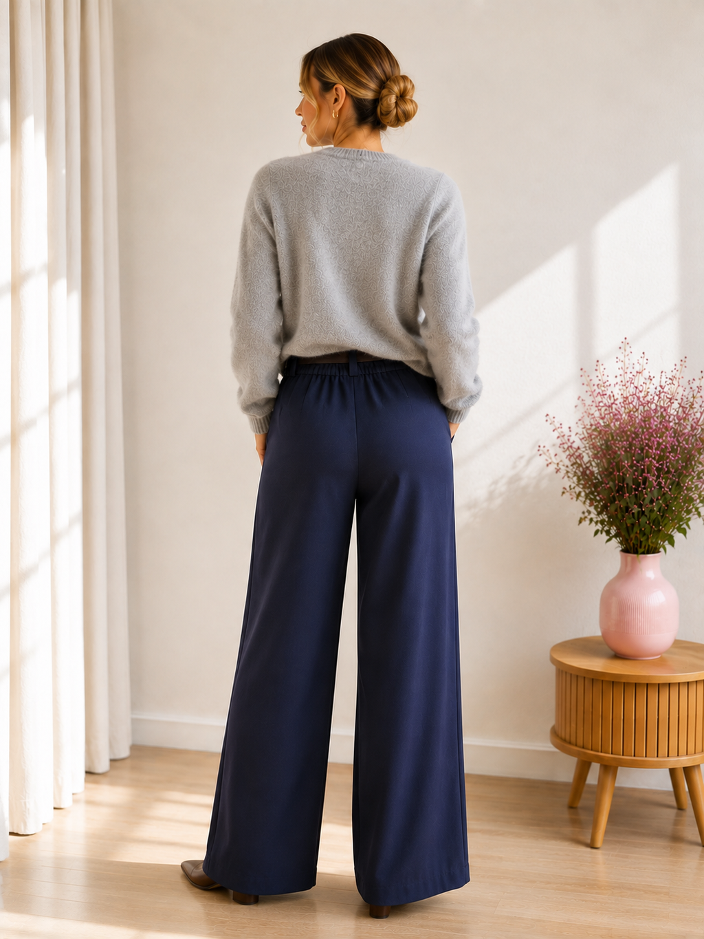 Navy Trousers with Belt