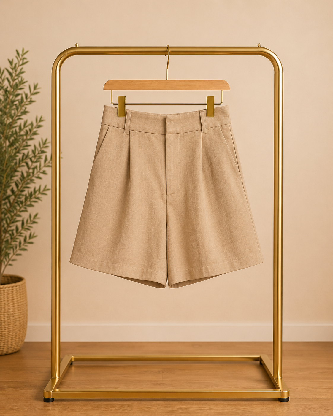 Elegant Vest & Shorts Set – Beige