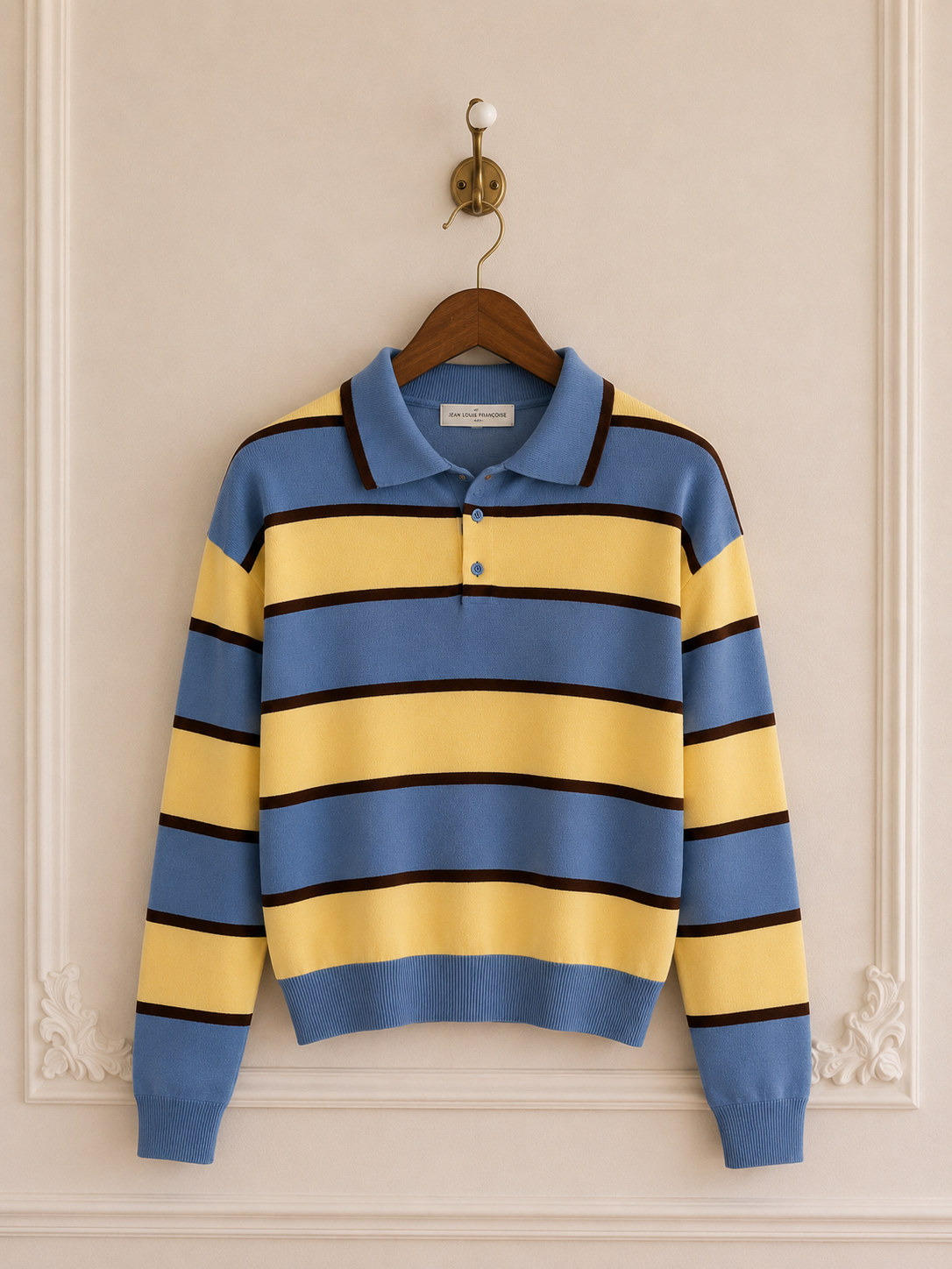Premium Striped Polo Sweater