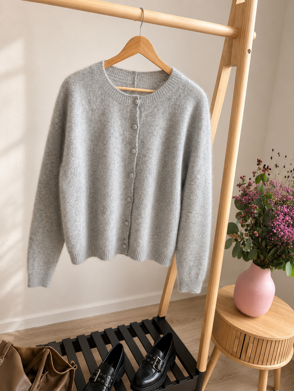 Premium Wool & Cashmere Cardigan – Grey