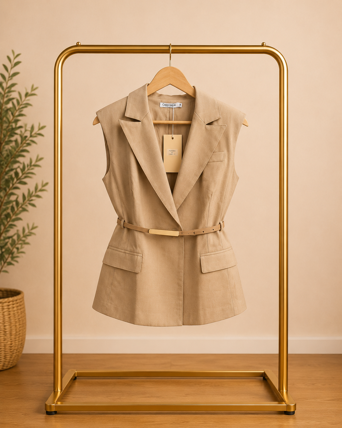 Elegant Vest & Shorts Set – Beige