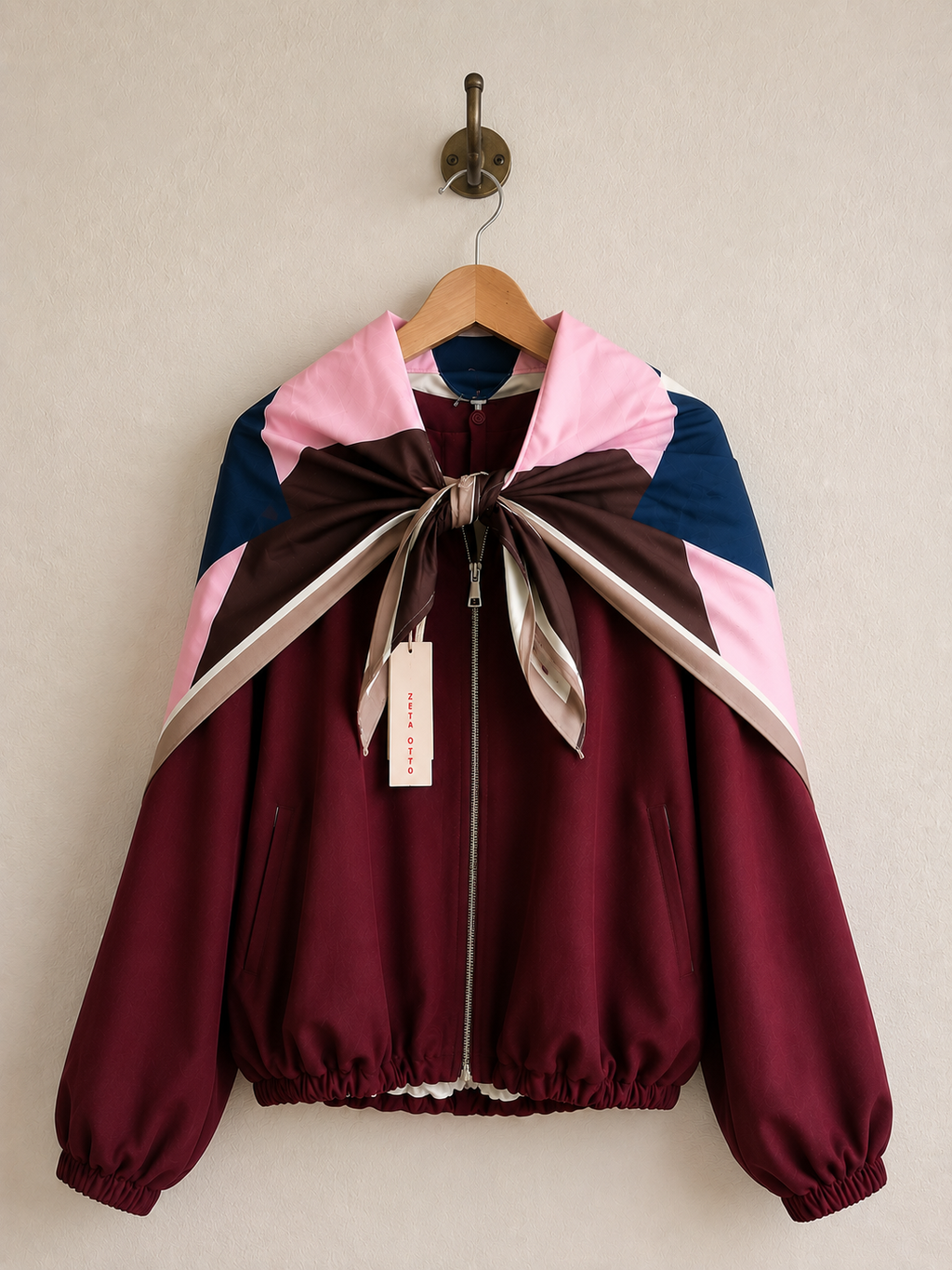 Zeta Otto Bomber Jacket with Detachable Scarf