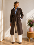 Premium Italian Handmade Wool & Cashmere Coat – Chocolate Brown