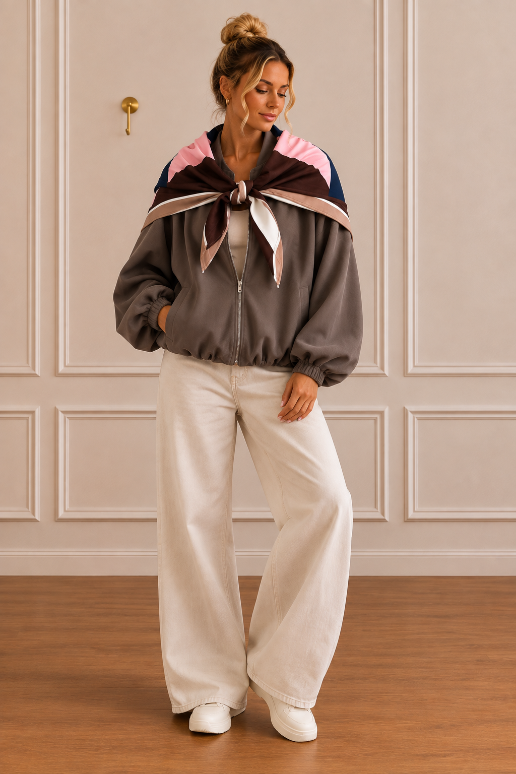 Zeta Otto Bomber Jacket with Scarf