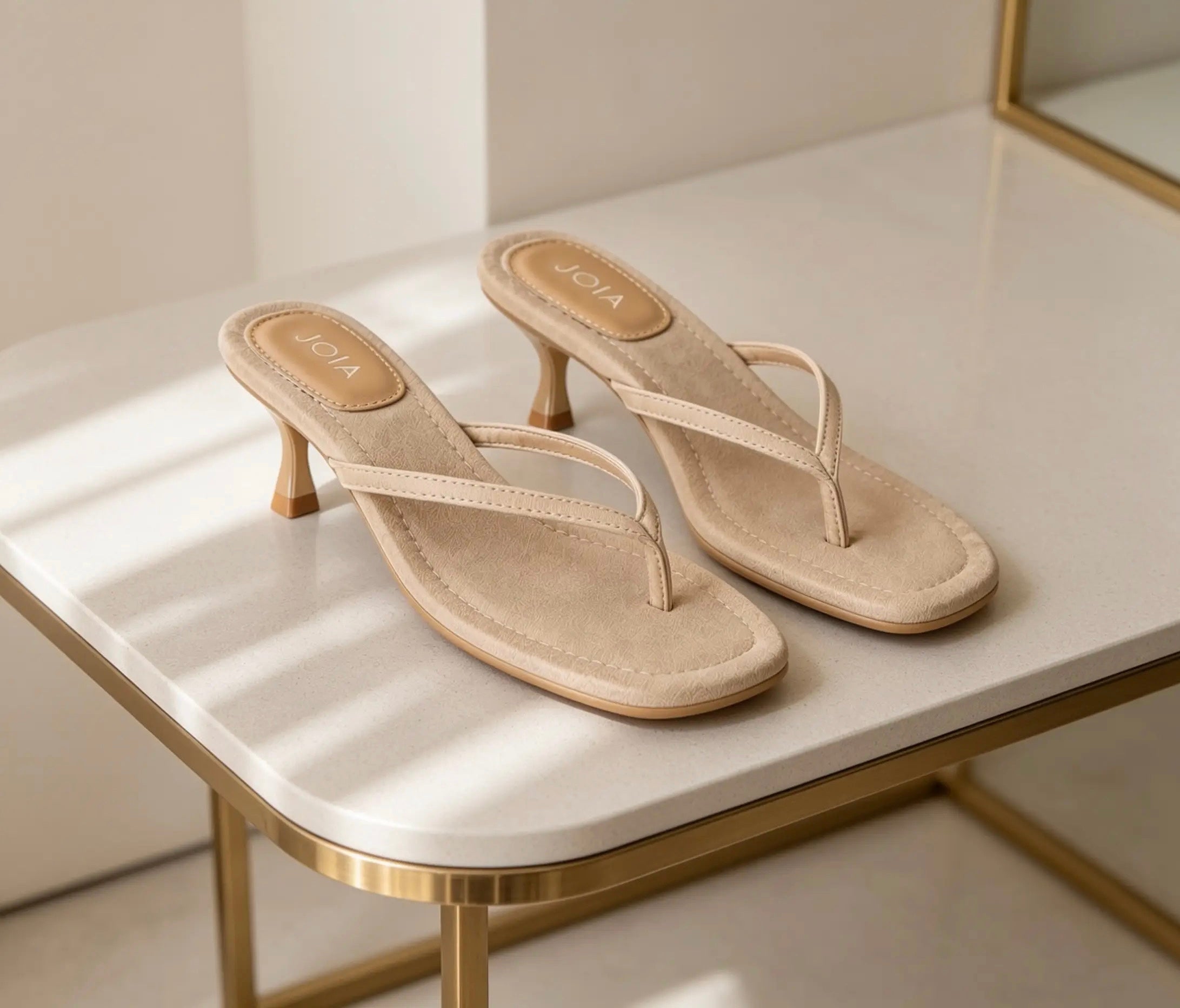 Beige Low Heel Sandals