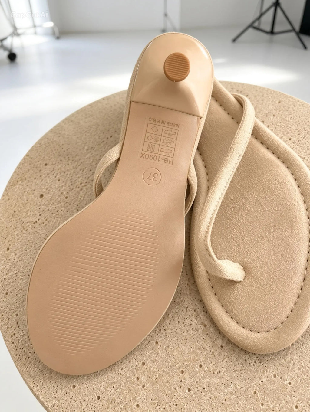 Beige Low Heel Sandals